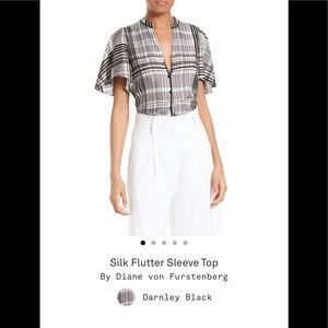 Dvf silk flutter sleeve top